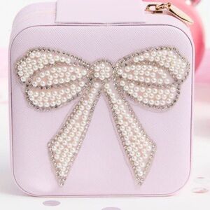 Pink Bow Pearl Embellished jewelry box
